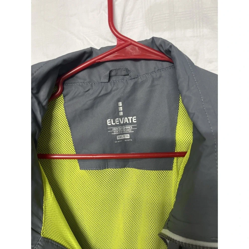 Elevate Mens Gray Full Zip Windbreaker Vest Mesh Lining Sleeveless 3X